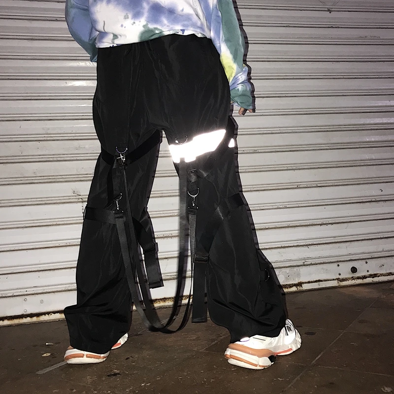 

2019 Summer Brand Design 3M Reflective Ribbon Big Pocket Pants Men Tactical Pants Military Tactical Zipper Pants