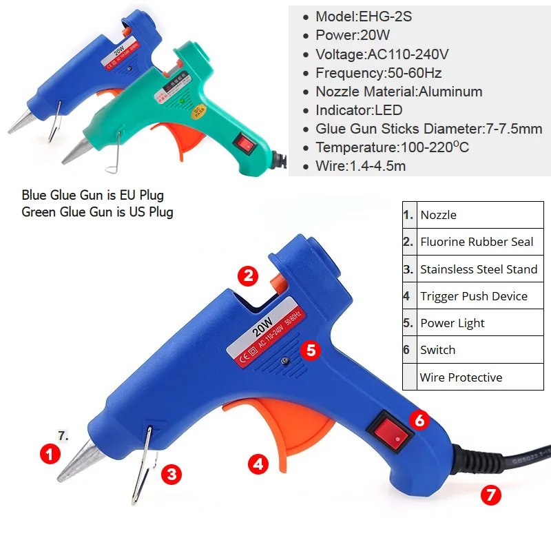 Freeshipping 20W AC110-240V Electric Heating Hot Melt Glue Gun Crafts Repair Tool Professional DIY with Switch EHG-2S Freeshipping 20W AC110-240V Electric Heating Hot Melt Glue Gun Crafts Repair Tool Professional DIY with Switch EHG-2S