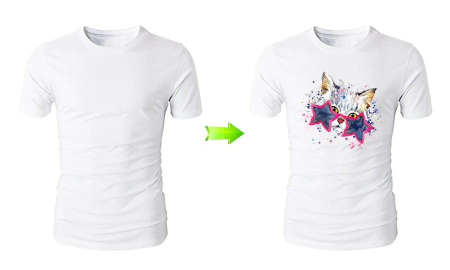 1-Cute Cat Sticker Patches Waterolor Fashion Clothes Decoration Washable Diy Accessory Print On T-Shirt Iron-On Transfers