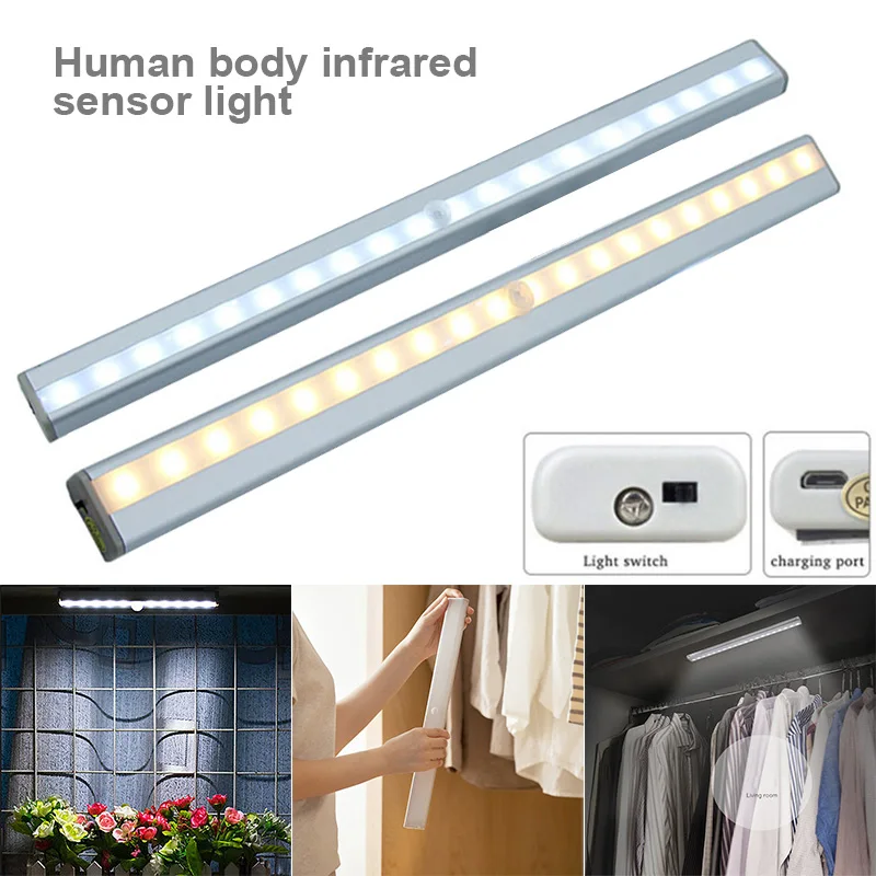 cheap 20 LED Cabinet Lights Motion Sensor Night Light with Magnetic Strip LB88