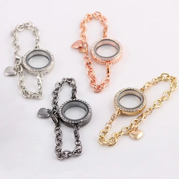 

10pcs/lot Free Shipping 25mm Openable Magnet Photo Living Memory Glass Locket Bracelet Floating Locket Bracelet