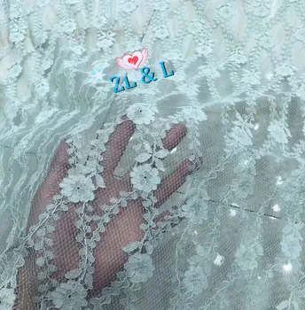 

2019 shiny sequins small floral embroidery silk mesh tulle African lace Nigeria lace fabric dress children's clothing