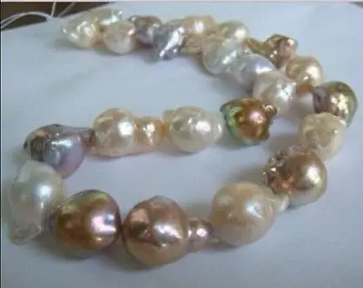 

ddh001501 Charming 18" Natural Aus. South sea gold pink nuclear pearl necklace