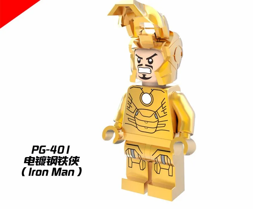 50 шт. PG401 Супергерои Мстители экшн DC Marvel Железный человек МК 21 Mark 21 Золотой, Хромированый, строительные блоки, Игрушки для маленьких детей