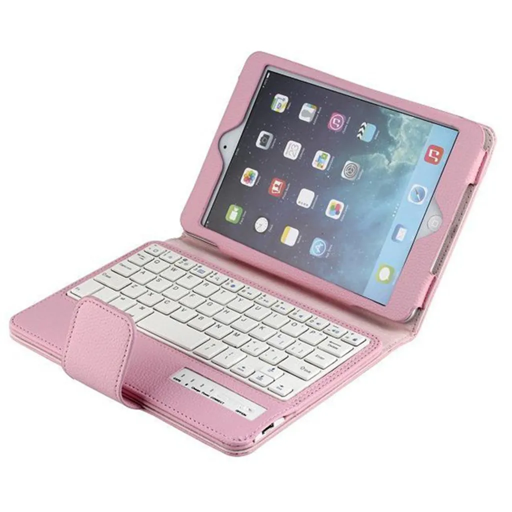 Ouhaobin планшетная клавиатура для Ipad Mini1/2/3 7,9 дюймов в виде ракушки Стенд чехол Беспроводной Bluetooth клавиатура с кожаным чехлом и Bluetooth 405#2