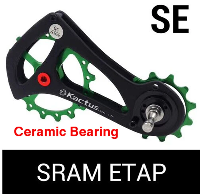 CeramicBearing green KACTUS 17T велосипедный задний переключатель направляющие шкивы колеса велосипед углеродное волокно Jockey колесный керамический подшипник для SRAM ETAP запчасти для велосипеда - Цвет: CeramicBearing green