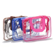 Bolsa Enfriar Maquillaje Organizador 3 יחידות סט תיק קוסמטי יופי שקוף עמיד למים שקיות לשטוף תיקי נשים מרכיב Ln04