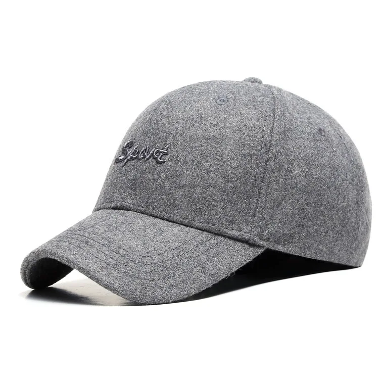 Мужская бейсболка большого размера плюс, Мужская шерстяная фетровая шляпа, мужские хлопковые спортивные шапки большого размера M 55-60 см L 60-64 см - Цвет: wool Light Grey