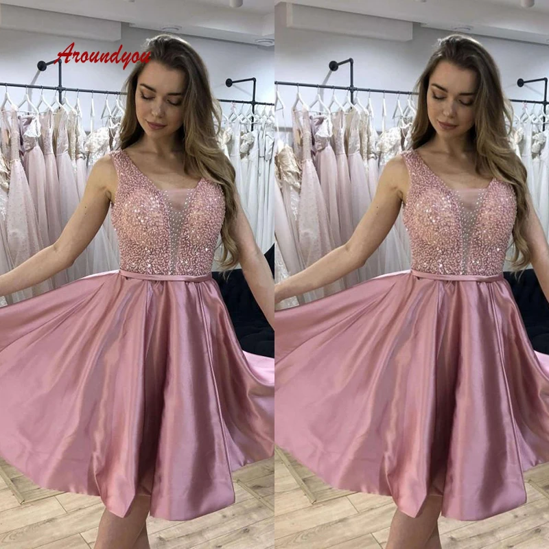 Сексуальные короткие платья для выпускного вечера плюс размер Роскошные Мини Полу атласные женские Выпускные платья для девочек коктейльные платья для выпускного вечера