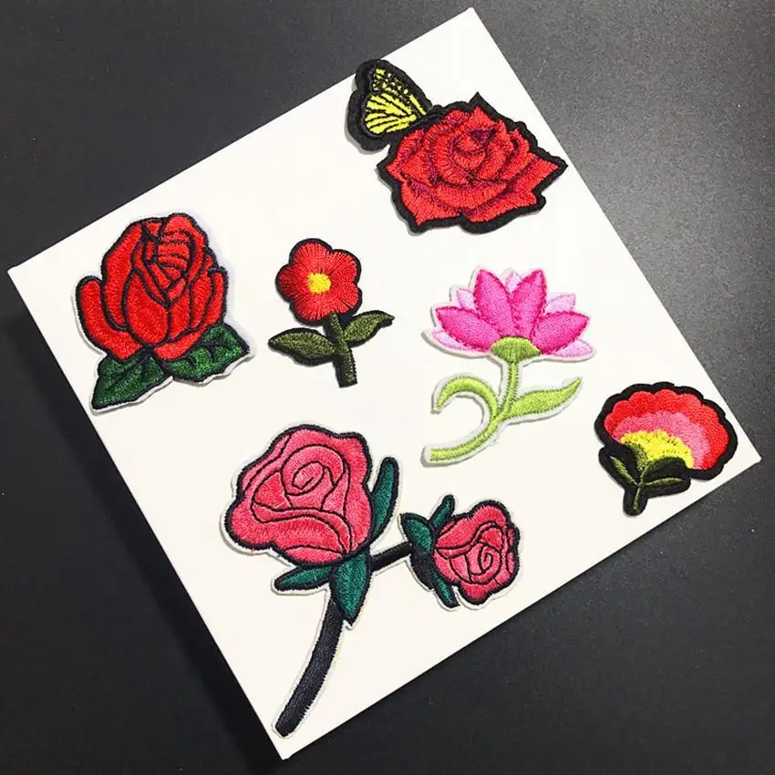 6 styles Mixed Flower Applique Clothing Embroidery Patch Fabric Sticker