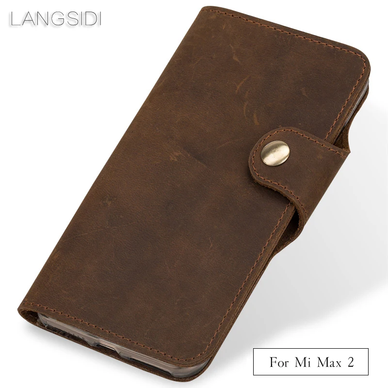 

wangcangli Genuine Leather phone case leather retro flip phone case for Xiaomi Mi Max 2 handmade mobile phone case