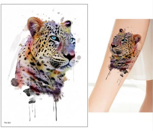 21*15 см, новинка, временная татуировка, стикер, милый леопард, волк, тигр, животные, узор, водонепроницаемый, боди-арт, поддельные татуировки, для женщин, мужчин, сделай сам, краски - Цвет: TH101
