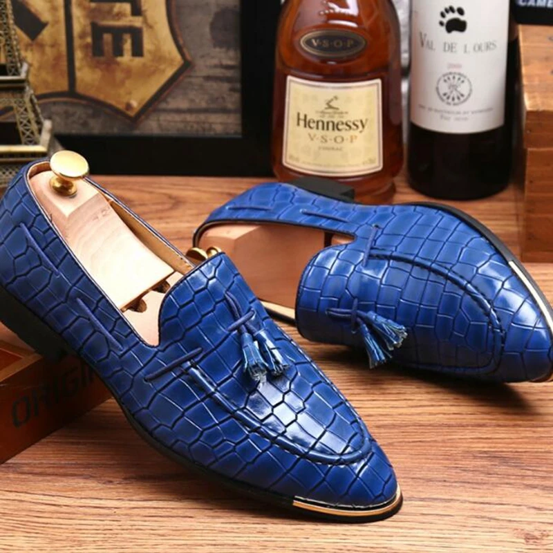 Black Shoes Tassek Moda red Sapatos yellow Couro Vestido Homens Casamento Dedo Oxfords Hombre Homem Festa Apontado P118 blue Dos Nova Zapatos Genuíno De qTHvvB