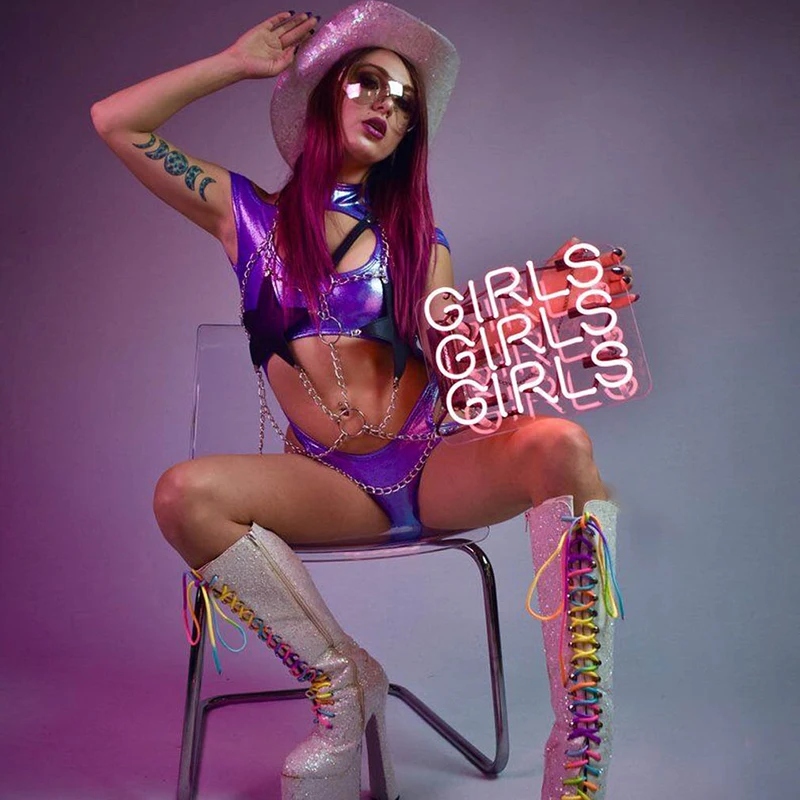 

2019 Women Star Body Harness Belts Halter Metal O Ring Link Chain Waist Suspenders Belt Dance Show Club Pentagram Bra Garters