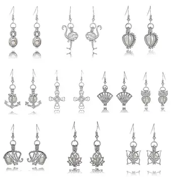 

HENGSHENG 10 PCS Earrings Set Locket Cage Dangle Earrings with 1 PC Oval Pearl Pearl Oyster Fittings