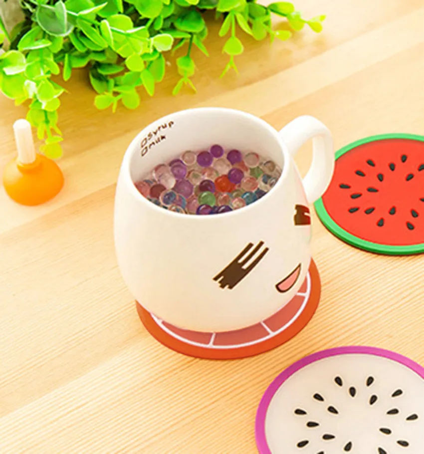 

Fruit Coaster Colorful Silicone Cup Drinks Holder Mat Tableware Placemat Home Kitchen Accessories Achterbahn#X