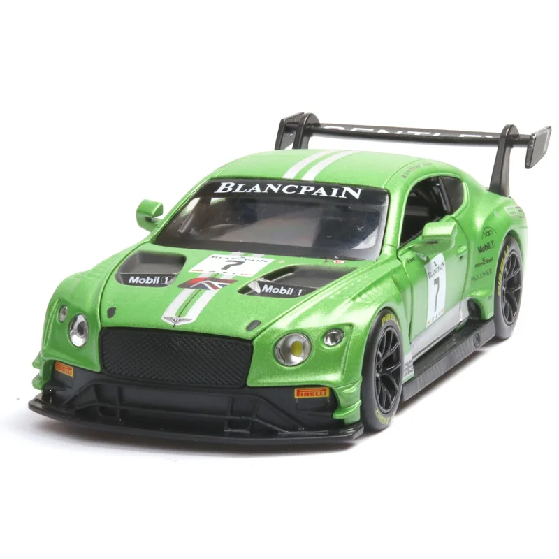 

1:32 diecast car model Bentley GT3 racing alloy car model simulation sound and light pull back sports car children car gift