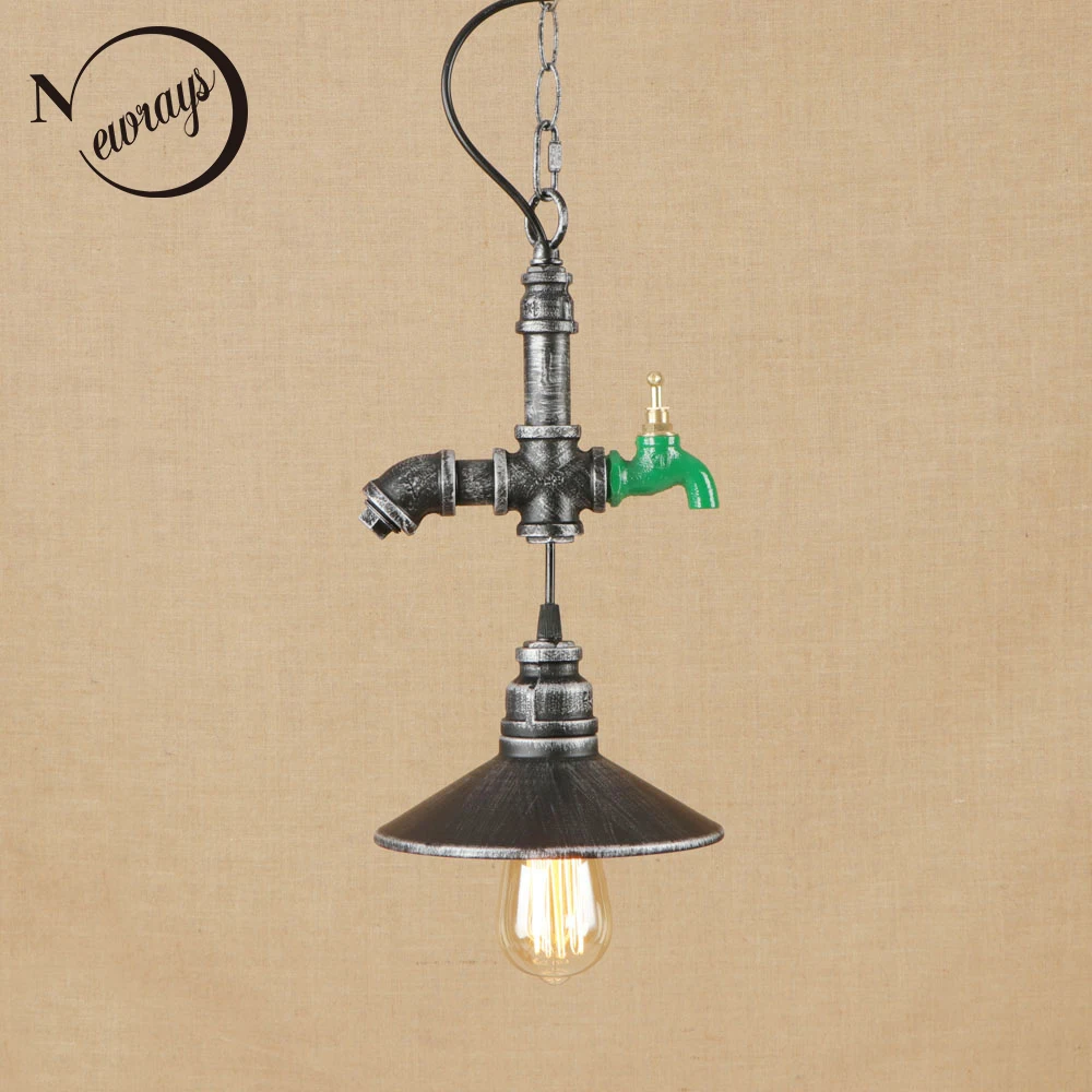 Buy Vintage iron painted chrome rust hanging lamp LED