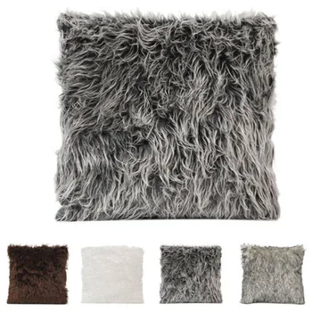 

Manmade Fur Plush Throw Pillow Case Cover Home Furry Waist Cushion case Simple plush pillowcase