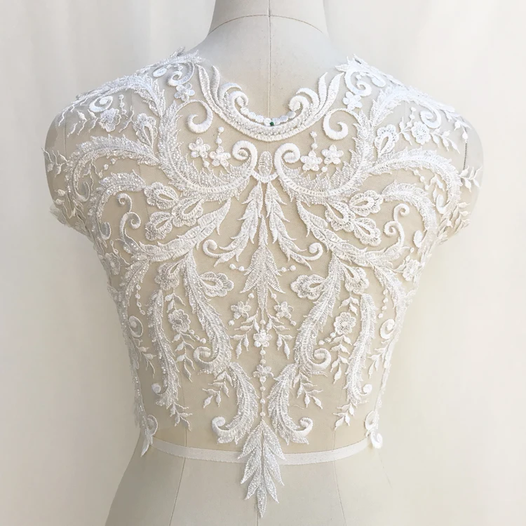 

High Quality Rayon Material Luxury Beaded Lace Collar Flower Back Paste Bridal Wedding Dress Applique Clothing Accessories