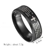Letdiffery Stainless Steel Black Color Jesus Cross Ring Letter Bible Prayer Finger Rings For Men 8mm Amulet Jewelry ► Photo 2/6