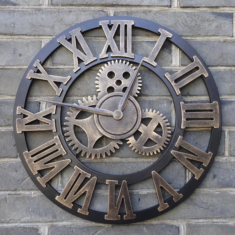Ručně vyráběné velké nástěnné hodiny 3D rustikální dekorativní luxusní umění velké zařízení dřevěné velké nástěnné hodiny na zdi 20 palců