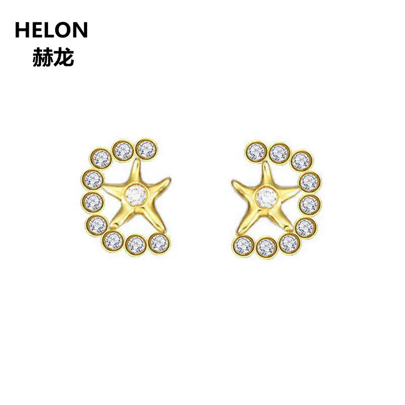 

Solid 10k Yellow Gold Engagement Wedding Women Earrings Anniversary Gift 0.17ct Natural Diamonds Stud Earrings Valentine Jewelry