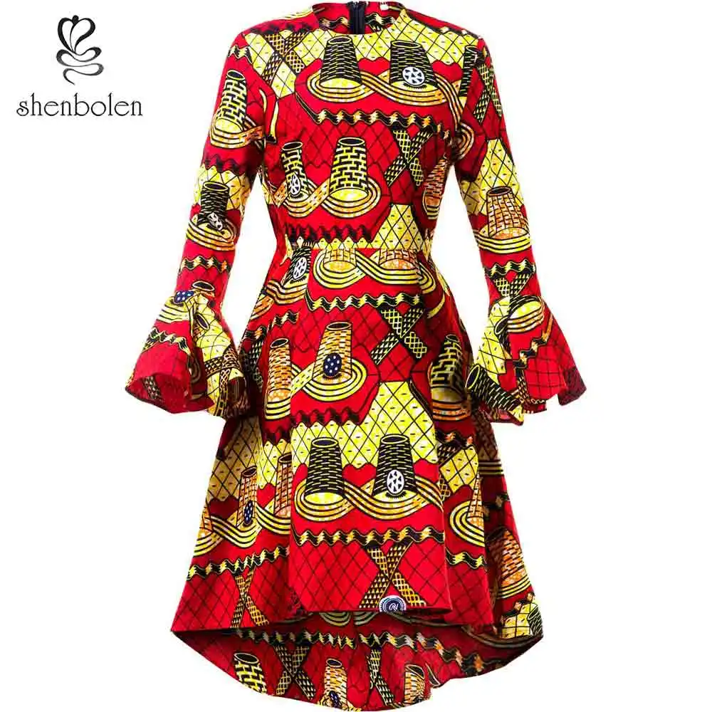 

African Dresses for women Fashion Elegant Dress Ankara Printing Batiks Women Long Sleeve Dresses