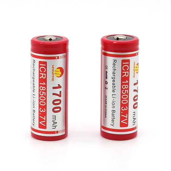 1pc +Free shipping mainifire ICR 18500 1700mah 3.7V button top Li ion ...