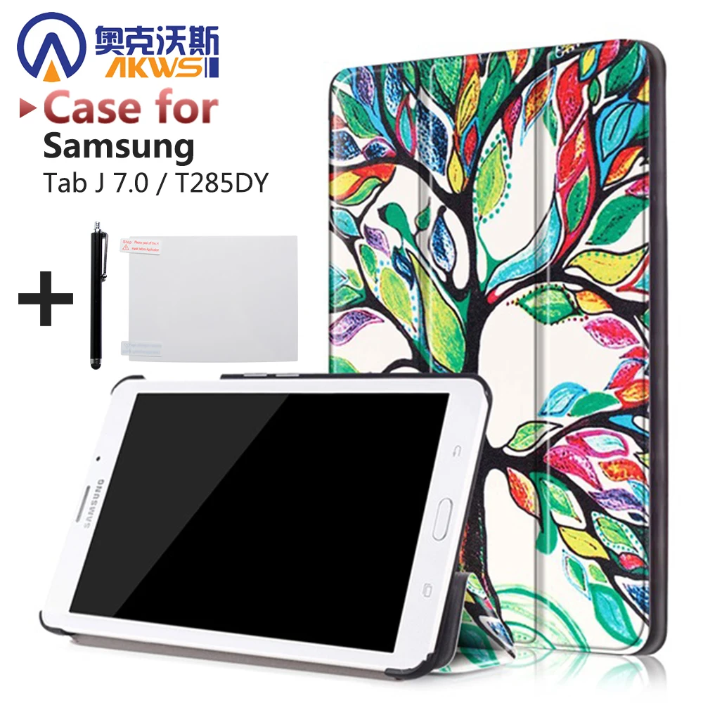 

Magnetic PU leather cover case folio stand protective shell cover case for 2016 samsung Galaxy Tab J 7.0 T285DY+free gift