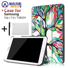 Caso de la cubierta de cuero magnética de LA PU del soporte del folio de la cubierta protectora shell funda para 2016 samsung Galaxy Tab J 7.0 T285DY + regalo libre