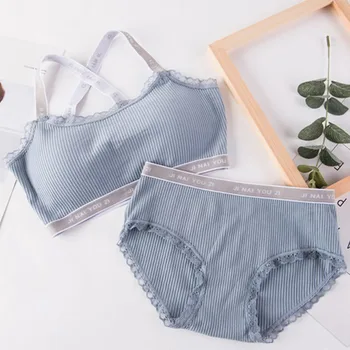 

N 2020 Women Comfortable Wireless Lingerie Bra Set Letter Print Underwear Set