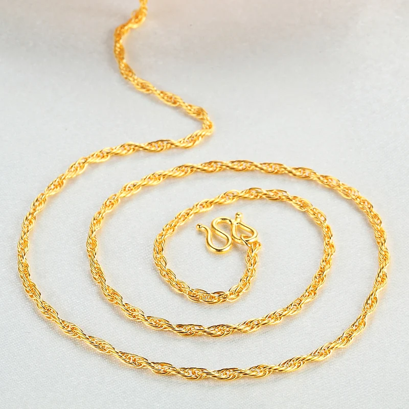 24K Pure Gold Necklace Real AU 999 