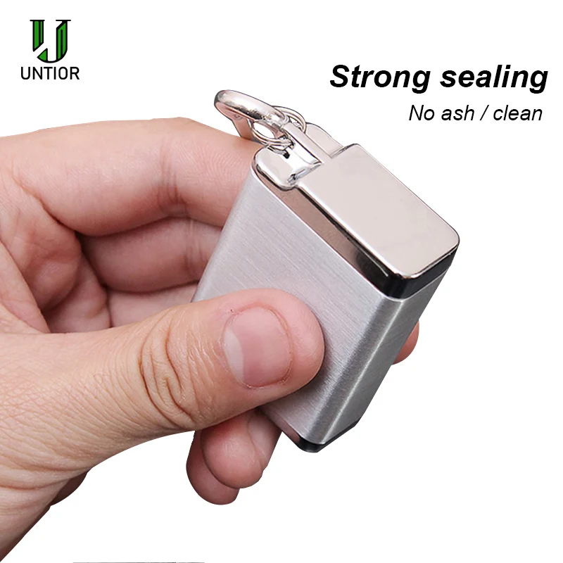 

UNTIOR Fashion Portable Ashtray With lid Keychain Pocket Mobile Ashtray Mini Cigarette Metal Bottle Storage Package