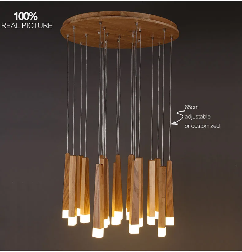 DX wooden modern pendant light Chinese Nordic creative minimalist living room dining wood ball wooden pendant lamp