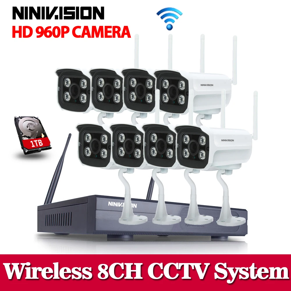  Enchufe y jugar. hogar HD 960 P 8CH sistema de cámara de seguridad CCTV inalámbrico 1 TB HDD al air
