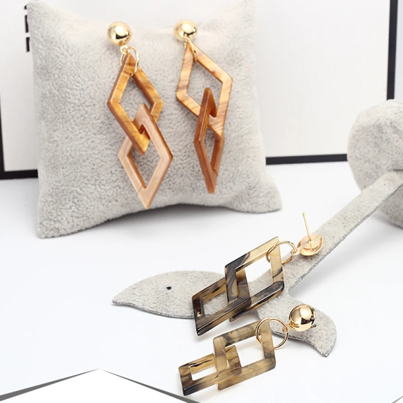

Geometric Acrylic Earrings Fashion Personality Marbling Leopard Acetate Chain Link Earrings Vintage Earrings for Women Jewelry