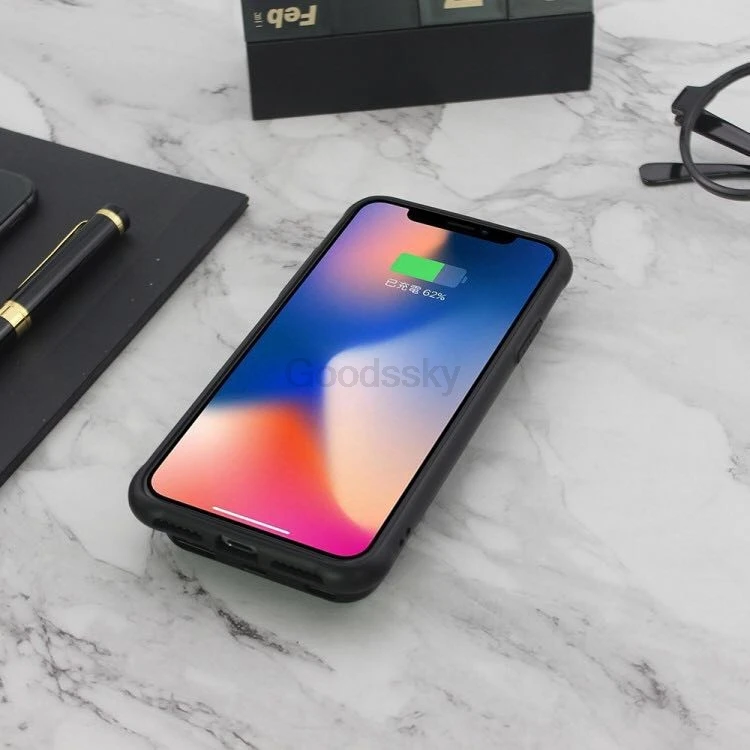 Тонкий чехол с зарядным устройством из закаленного стекла для iPhone XR X Xs Max, беспроводной магнитный внешний аккумулятор, Противоударная задняя крышка