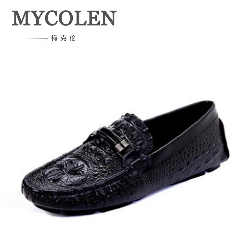 

MYCOLEN Men Shoes luxury Brand Blue Leather Crocodile Pattern Driving Shoes Men Loafers Moccasins Italian Shoes Men Flats