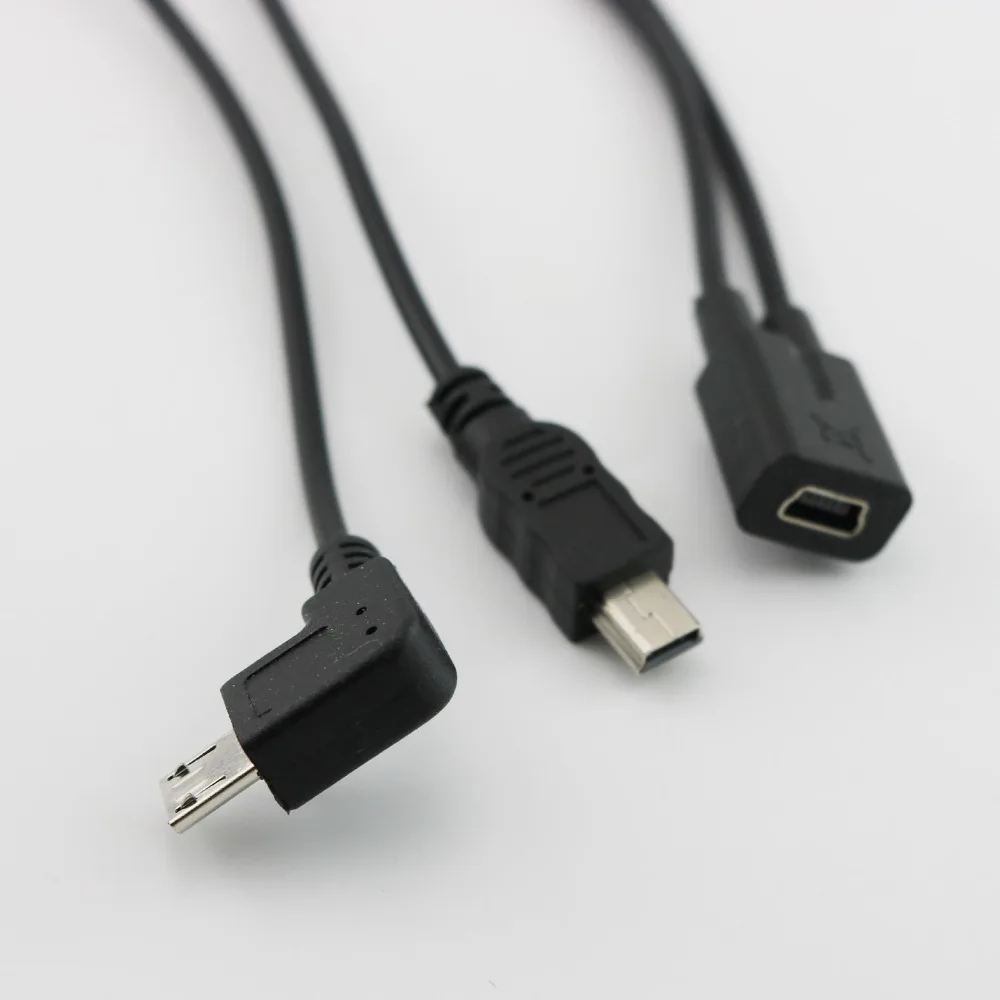 1 шт. мини USB 2,0 гнездовой разъем для мини USB штекер+ Micro USB Мужской 90 градусов под прямым углом Зарядное устройство Кабель-адаптер