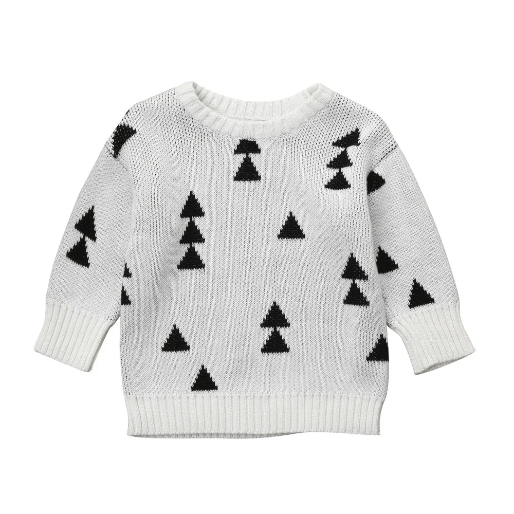 Вязаный свитер для девочек; сезон осень-зима; детский пуловер с длинными рукавами и принтом рождественской елки для маленьких девочек; детская вязаная одежда