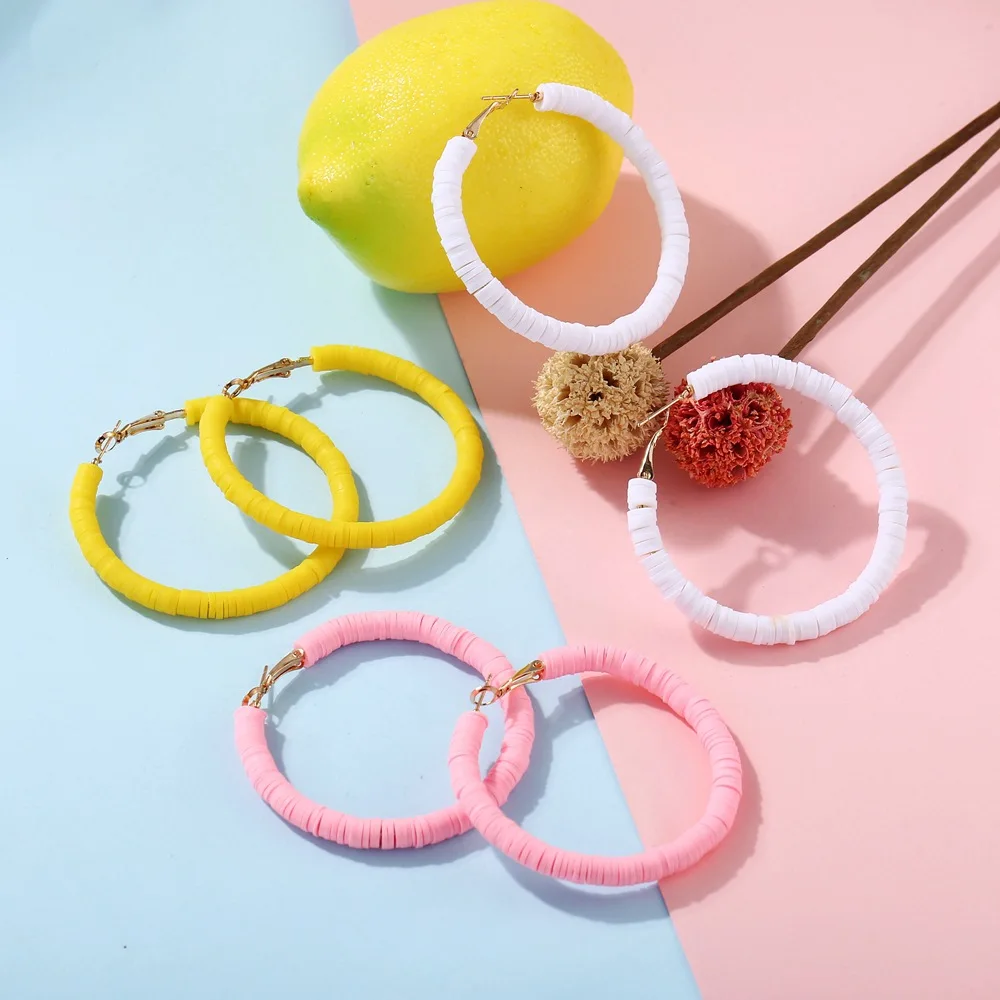 

2019 Japan New Candy Color Plastic Earrings For Women Girls Fashion Bijoux Simple Circle Round Party Pendientes Gift