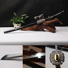 High Quality Full Handmade 1095 Carbon Steel Clay Tempered Black Samurai Sword Katana Tachi Sharp Edge