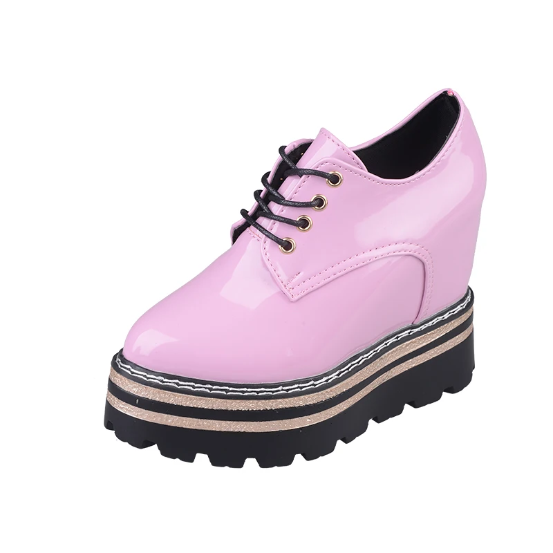 

2018 spring and summer Europe and the United States new British wind women's shoes with wedge-shaped high-heeled flat shoes tide