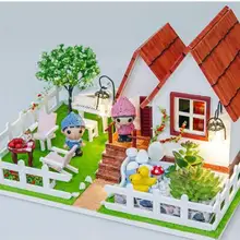 D016 diy деревянный кукольный дом Вилла садовый игрушечный дом Деревянные маленькие модели здания мебель модель для детей игрушки