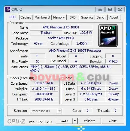 AMD Phenom II X6 1090T 1090 3.2 GHz Six Core CPU Processor HDT90ZFBK6DGR Socket AM3 cpu core