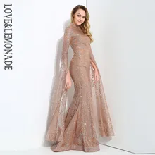 Love& Lemonade розовое Золотое длинное платье с длинными рукавами и геометрическим узором с наклеенными блестками LM0702 осень/зима