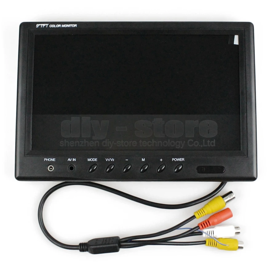 DIYSECUR 9 inch TFT LCD Car Monitor Display Car Reverse Rear View Monitor Screen with BNC / AV Input Remote Control DVD VCR
