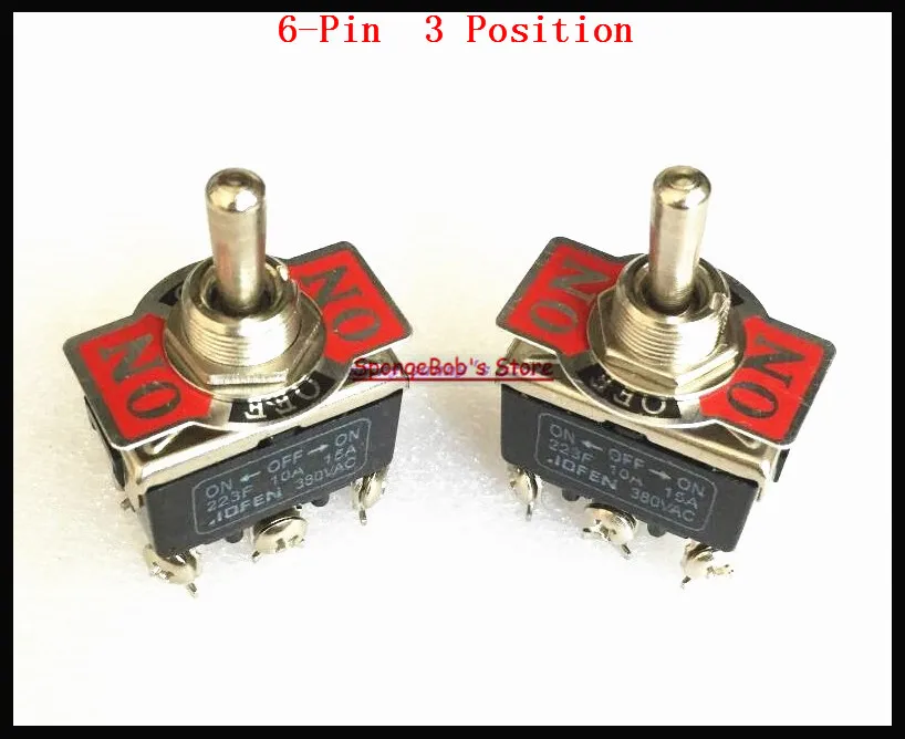 5pcs 3-Pin Toggle ON-OFF-ON Switch Momentary 15A 250VAC 