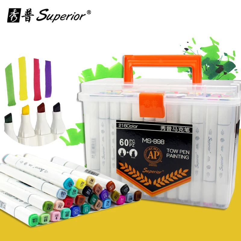 

Superior 60Colors Drawing Marker Pen Design Artist Dual Head Oily Alcoholic Fineliner Markers Sketch Set Ink Liners For Drawing
